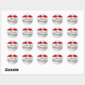 Lace & Bow Silver Red Christmas Holiday Sticker (Blatt)
