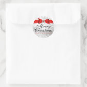 Lace & Bow Silver Red Christmas Holiday Sticker (Tasche)
