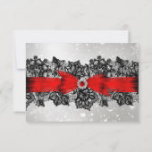Lace & Bow Silver Red Christmas Holiday UAWG RSVP Karte (Rückseite)