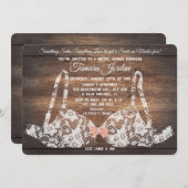 Lace Bra Lingerie Dusche Rustikale Holzeinladung Einladung (Vorne/Hinten)
