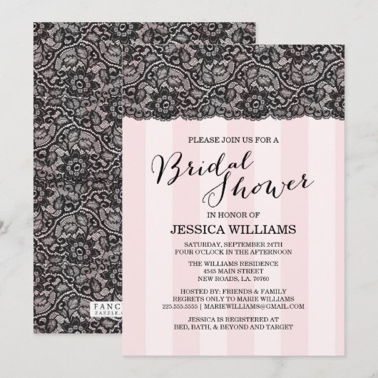 Lace Bridal Dusche Einladung (Vorne/Hinten)