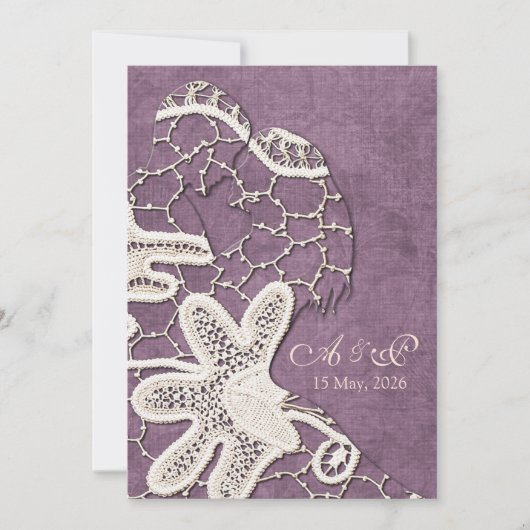Lace Bride&Groom Wedite Einladung (Vorderseite)