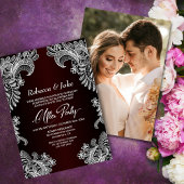Lace Burgundy Custom Foto Wedding After Party Einladung