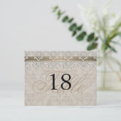 Lace & Burlap Chic Tischnummer PostCard (Stehend Vorderseite)