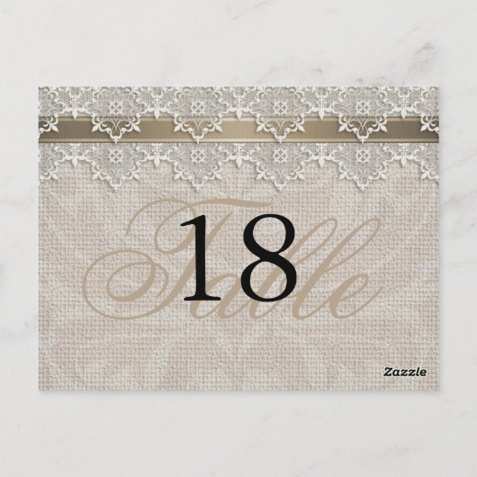 Lace & Burlap Chic Tischnummer PostCard (Rückseite)