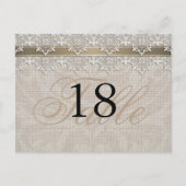 Lace & Burlap Chic Tischnummer PostCard (Vorderseite)