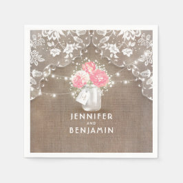 Lace Burlap Floral Mason Jar Rustic Wedding Serviette