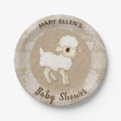 Lace Burlap Little Lamb Baby Shower Papierplatte Pappteller (Vorderseite)
