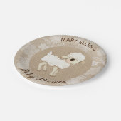 Lace Burlap Little Lamb Baby Shower Papierplatte Pappteller (Schrägansicht)