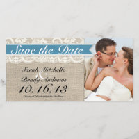 Lace & Burlap Look Save the Date - mediteranisch