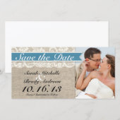 Lace & Burlap Look Save the Date - mediteranisch (Vorne/Hinten)