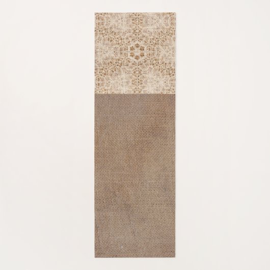 Lace Burlap Moderne rustikale Trendy Monogram Yogamatte (Rückseite)