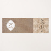 Lace Burlap Moderne rustikale Trendy Monogram Yogamatte (Vorderseite (Horizontal))