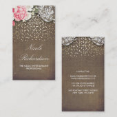 Lace Burlap und Gold Confetti Rustikales Land Visitenkarte (Vorne/Hinten)