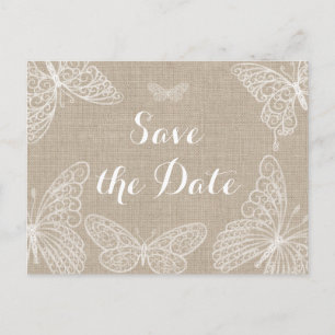 Lace Butterfells Save the Date Postcard Ankündigungspostkarte