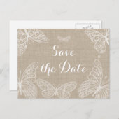 Lace Butterfells Save the Date Postcard Ankündigungspostkarte (Vorne/Hinten)