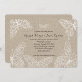 Lace Butterflies auf Einladung von Burlap Hochzeit (Vorne/Hinten)