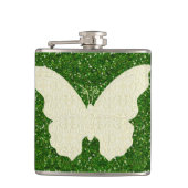 Lace Butterfly auf dem grünen Glitzer Flachmann (Vorderseite)