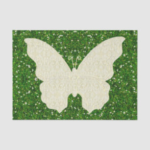 Lace Butterfly auf grünem Glitzer Seidenpapier