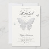 Lace Butterfly Elegant Boho White Brautparty Einladung (Vorderseite)