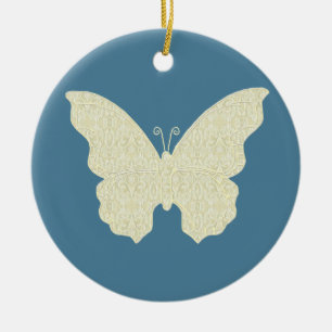 Lace Butterfly Round Ornament