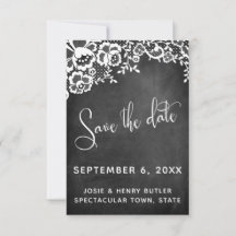 Lace Chalkboard Moderne Kalligraphie Save the Date