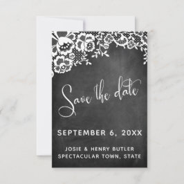 Lace Chalkboard Moderne Kalligraphie Save the Date RSVP Karte