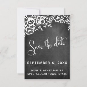 Lace Chalkboard Moderne Kalligraphie Save the Date RSVP Karte