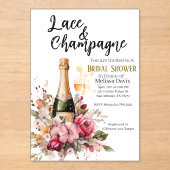 Lace & Champagne Bridal Shower Invitation Acryleinladungen (Vorderseite)