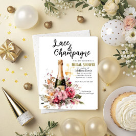 Lace & Champagne Bridal Shower Invitation Einladung