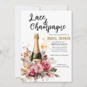 Lace & Champagne Bridal Shower Invitation Einladung (Vorderseite)