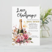 Lace & Champagne Bridal Shower Invitation Einladung (Stehend Vorderseite)