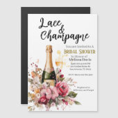 Lace & Champagne Bridal Shower Invitation Magneteinladung (Vorne/Hinten)
