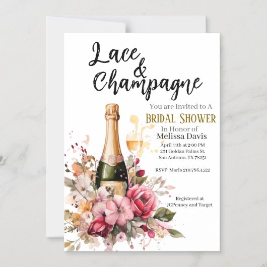 Lace & Champagne Bridal Shower Invitation Magneteinladung (Vorderseite)