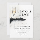 Lace Champagne Lingerie Dusche Einladung (Vorderseite)