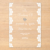 Lace Chic White Wedding Einladung (Vorderseite)