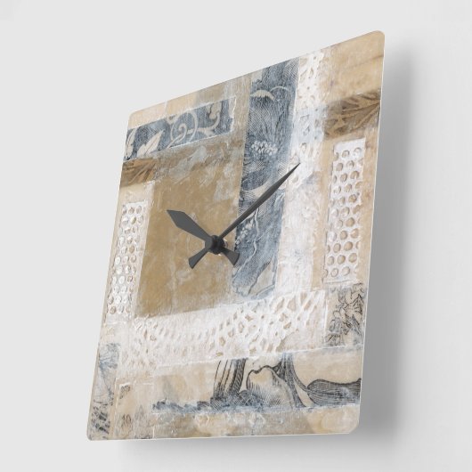 Lace Collage II Quadratische Wanduhr (Winkel)