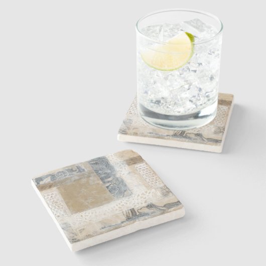 Lace Collage II Steinuntersetzer (Seitenansicht)