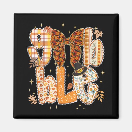 Lace Coquette Erntedank Gobble Preppy Turkey Fa Magnet (Vorne)