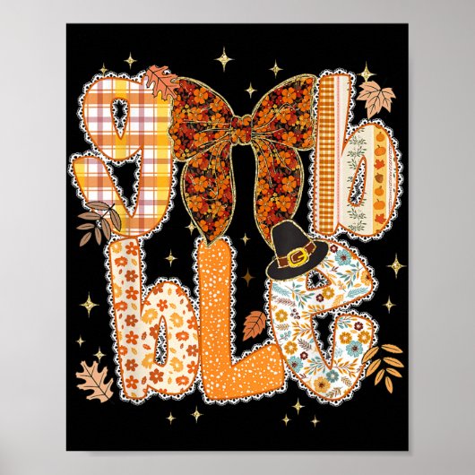 Lace Coquette Erntedank Gobble Preppy Turkey Fa Poster (Vorne)