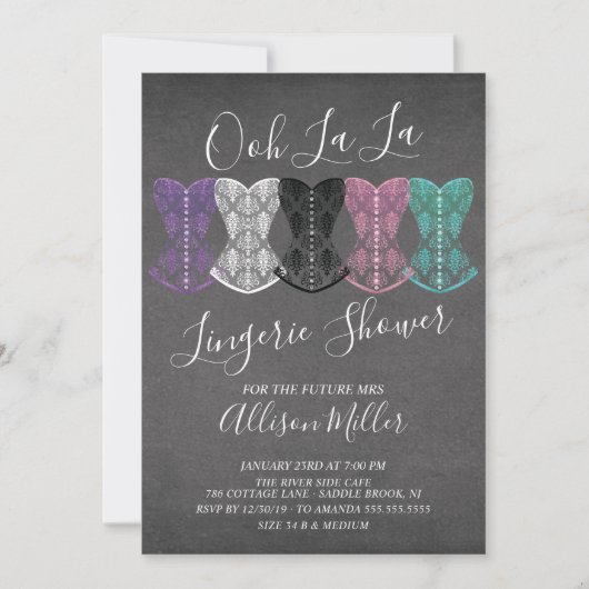 Lace Corset Lingerie Bridal Dusche Einladung (Vorderseite)