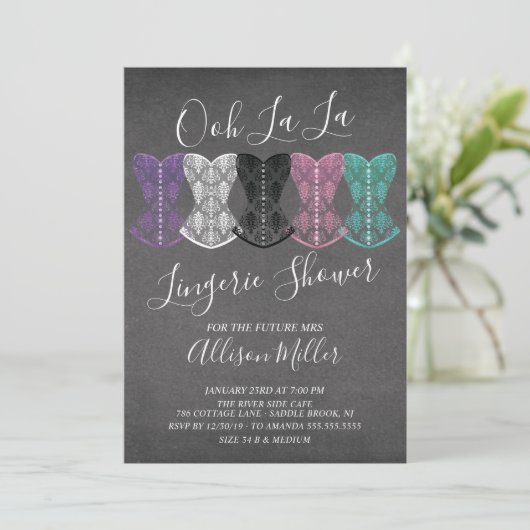 Lace Corset Lingerie Bridal Dusche Einladung (Stehend Vorderseite)