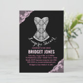 Lace Corset Lingerie Dusche Brautparty Pink Einladung (Stehend Vorderseite)