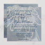 Lace Couple Silhouette Blue Wedding Einladung (Vorne/Hinten)