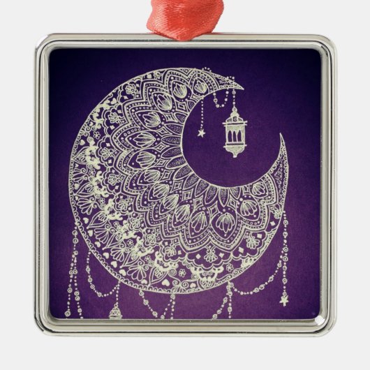 Lace Crescent Moon Ornament Aus Metall (Vorne)