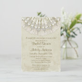 Lace Crochet Doilies Vintages Elfenbein-Brautparty Einladung (Stehend Vorderseite)