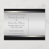 Lace Damask Gothic Save the Date Black Postcard Ankündigungspostkarte (Rückseite)