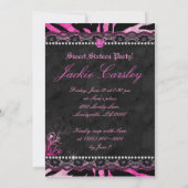 Lace Diamonds Sweet 16 Birthday Grad Zebra Pink Einladung (Rückseite)
