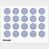 Lace Doily auf Blue Runder Aufkleber (Blatt)