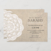 Lace Doily & Burlap Brautparty Party laden Einladung (Vorne/Hinten)